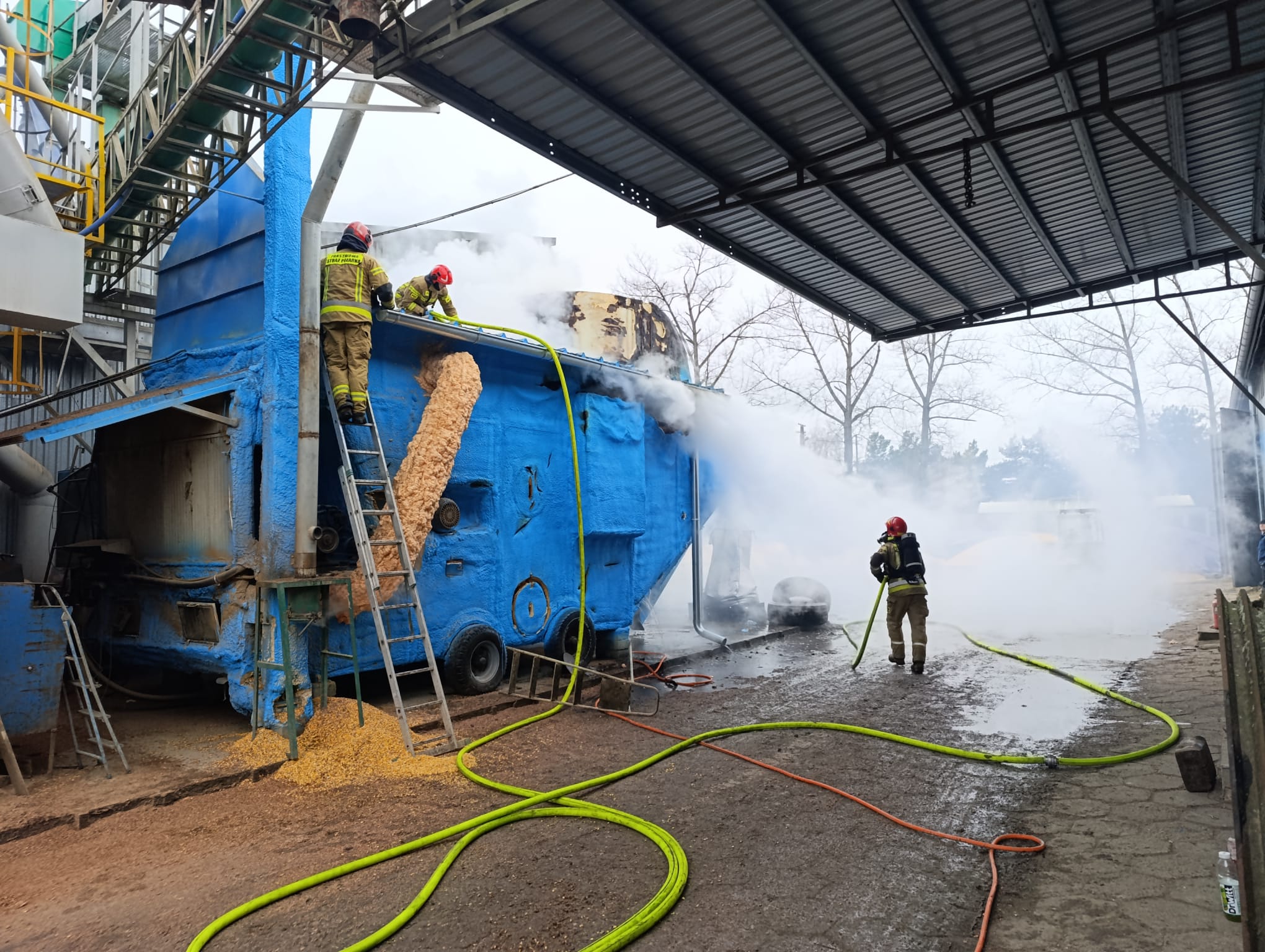 Pożar w suszarni kukurydzy
