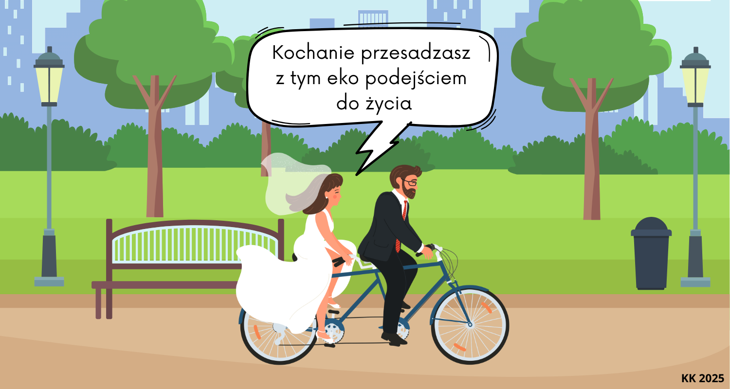 Reporter - rysunek - galeria internet -ślub na rowerze