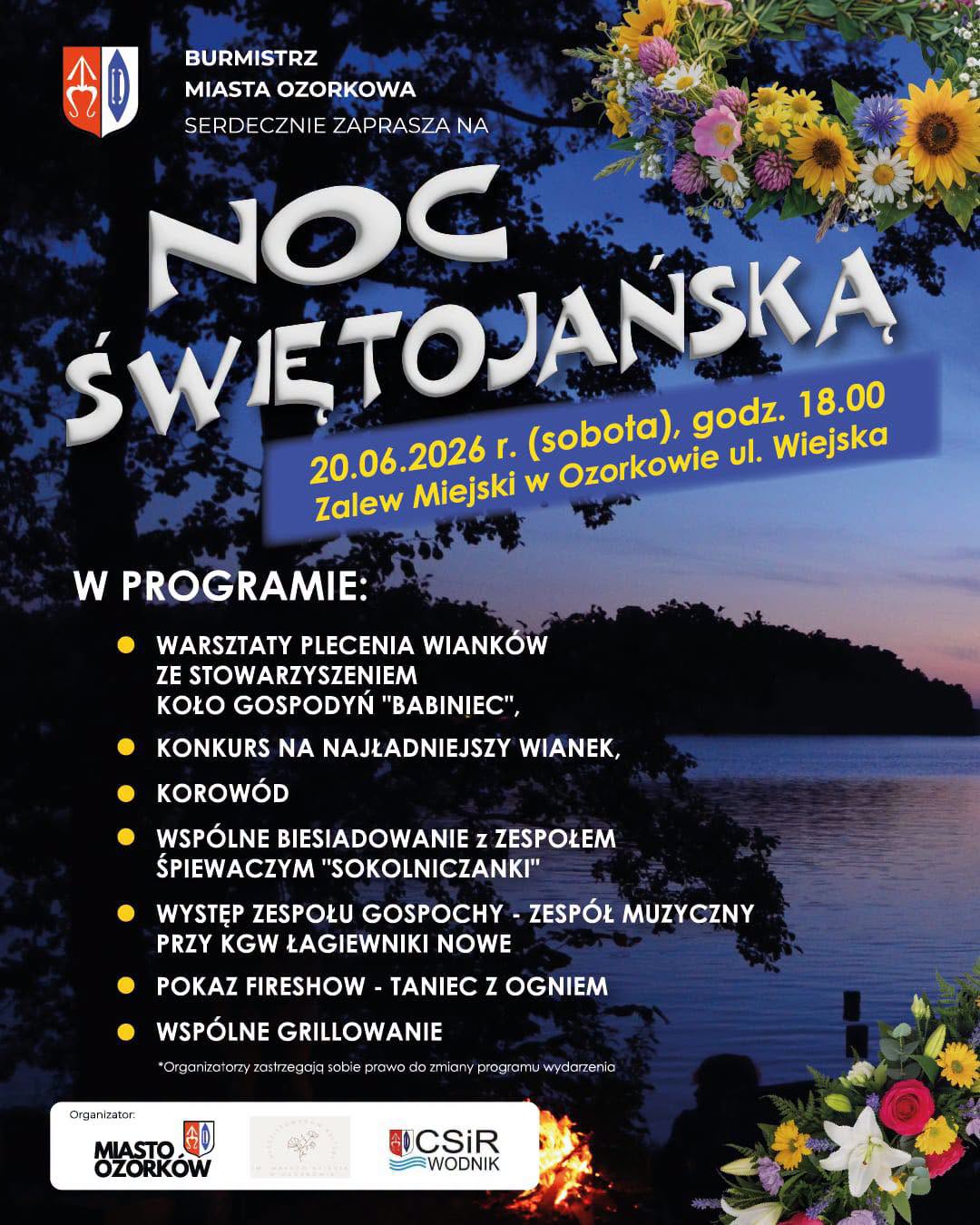 Noc Świętojańska nad zalewem w Ozorkowie