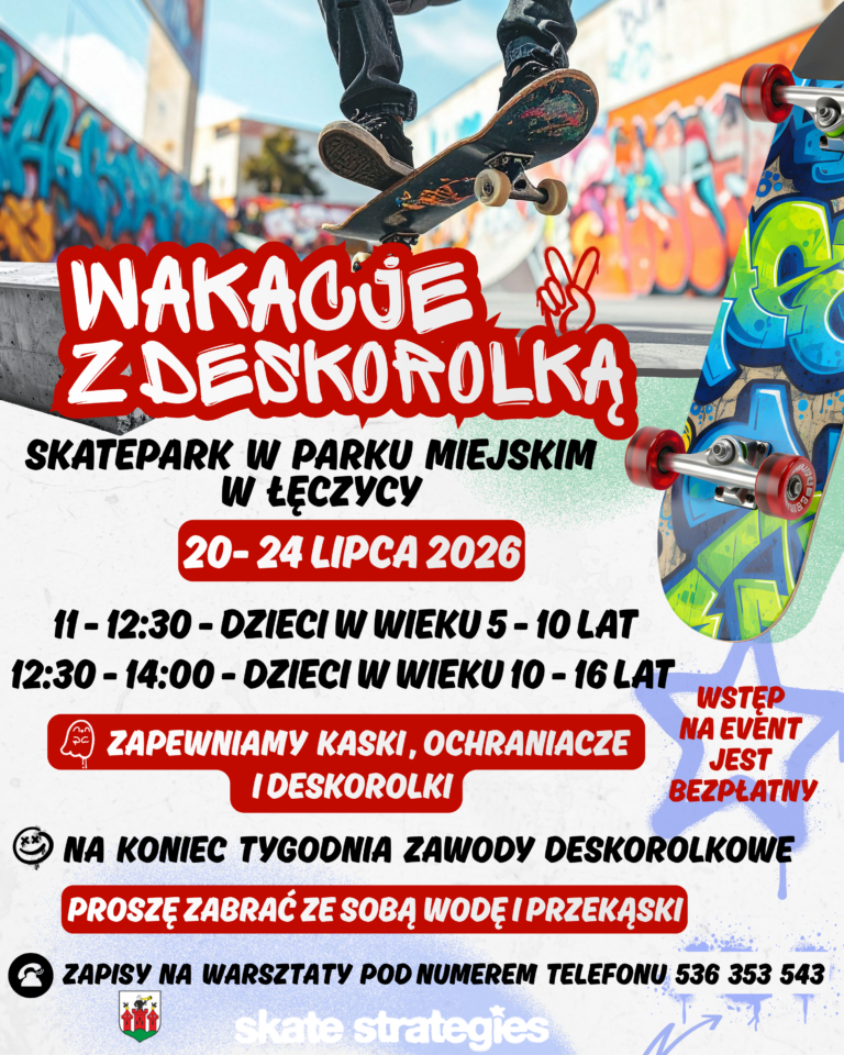 W parku w Łęczycy wakacje z deskorolką! Start 20 lipca
