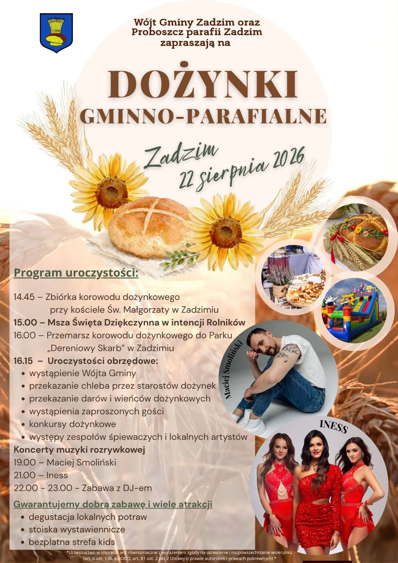 Dożynki w Zadzimiu. Gwiazdą wieczoru będzie Iness. Kto jeszcze wystąpi?